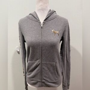 Y2K VS PINK Animal Print Sequin Full Zip Hoodie XS